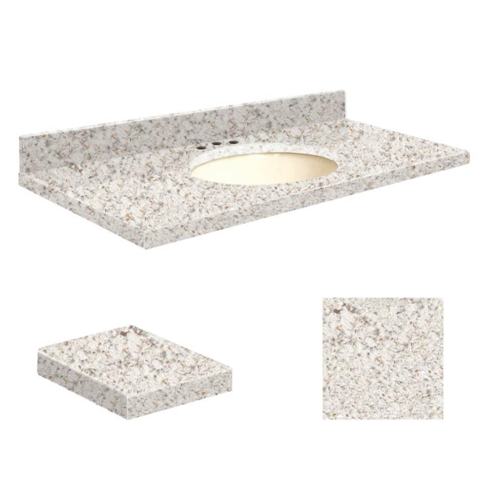 Quartz 25-in x 19-in Bathroom Vanity Top with Eased Edge, 8-in Contour, and Biscuit Bowl in Almond