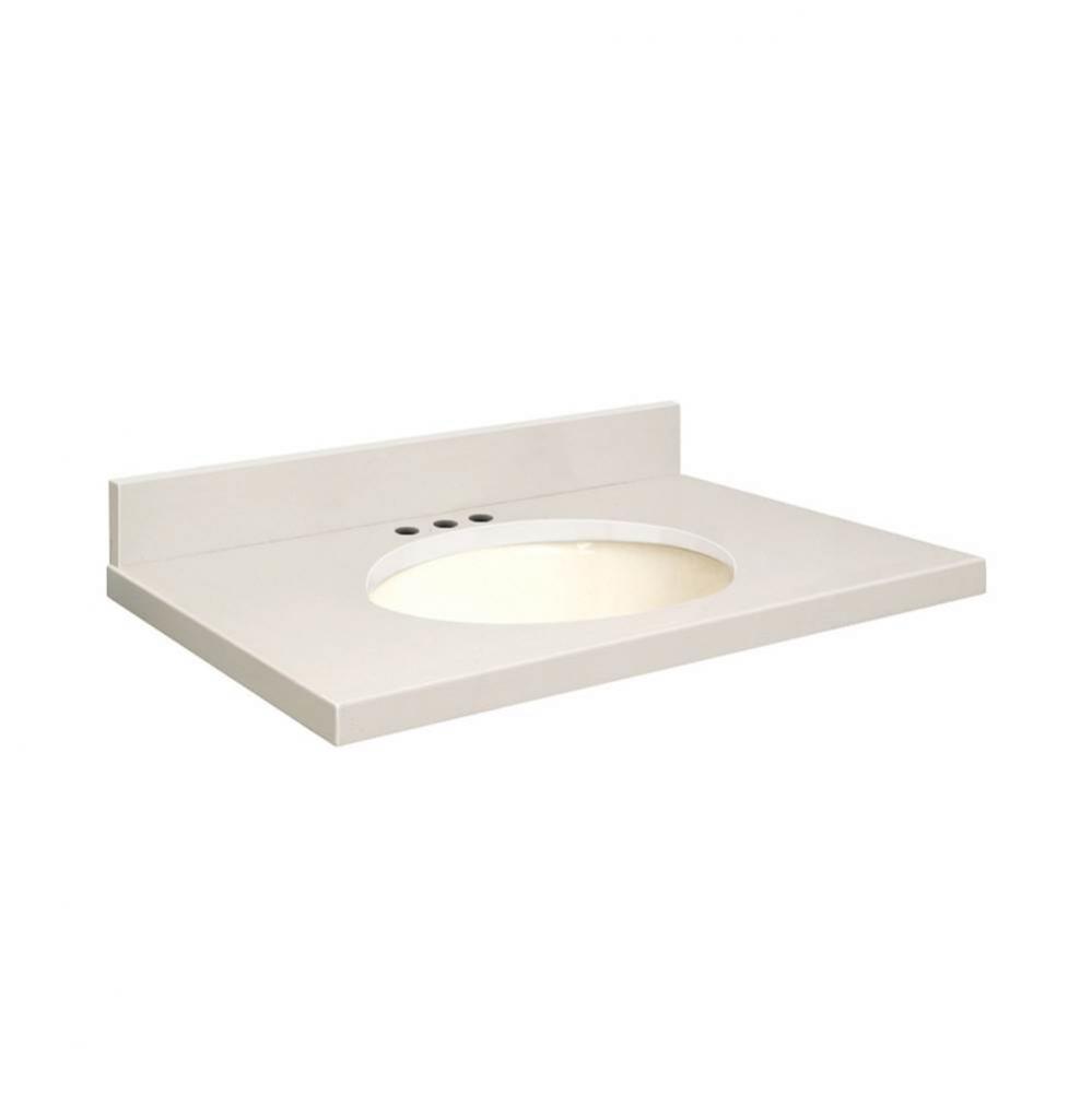 Quartz 25-in x 22-in Bathroom Vanity Top with Eased Edge, 8-in Centerset, and Biscuit Bowl in Mila