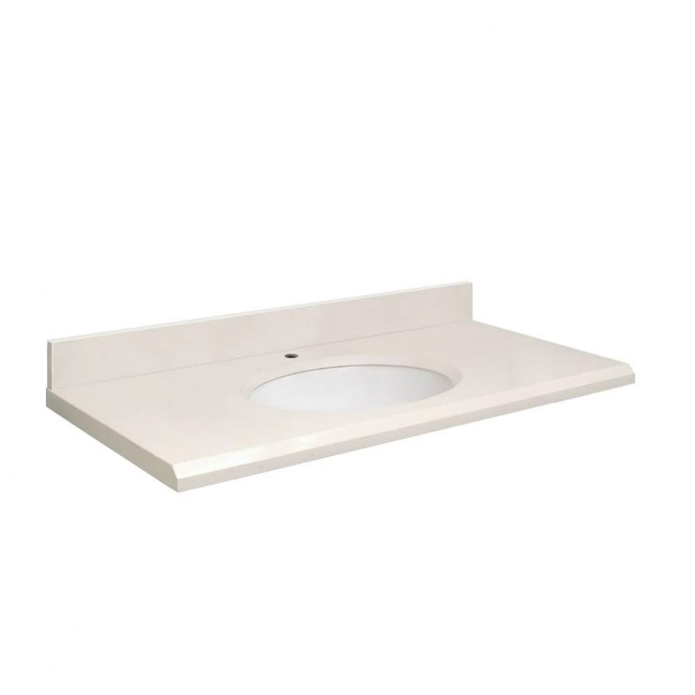 Quartz 25 -in x 22-in 1 Sink Bathroom Vanity Top with Beveled Edge, Single Faucet Hole, and White