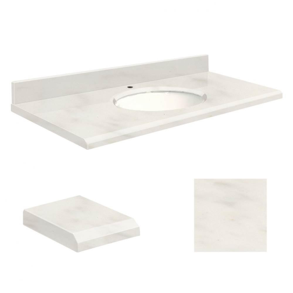 Quartz 31 -in x 19-in 1 Sink Bathroom Vanity Top with Beveled Edge, Single Faucet Hole, and White