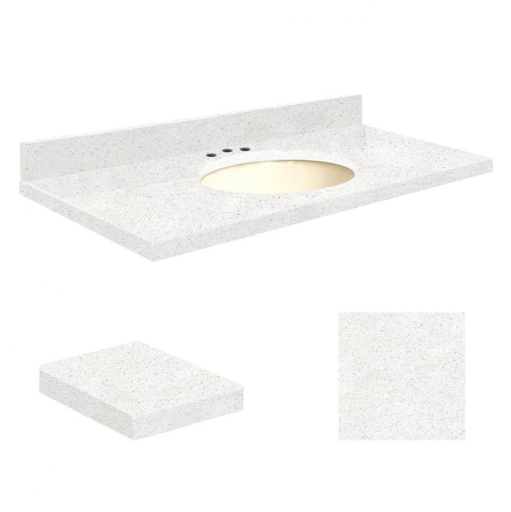 Quartz 31-in x 19-in Bathroom Vanity Top with Eased Edge, 8-in Contour, and Biscuit Bowl in Natura