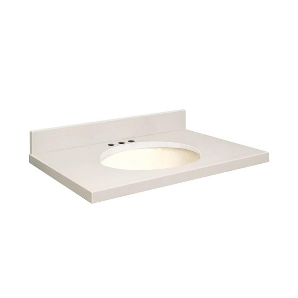 Quartz 31-in x 22-in Bathroom Vanity Top with Eased Edge, 8-in Centerset, and Biscuit Bowl in Mila