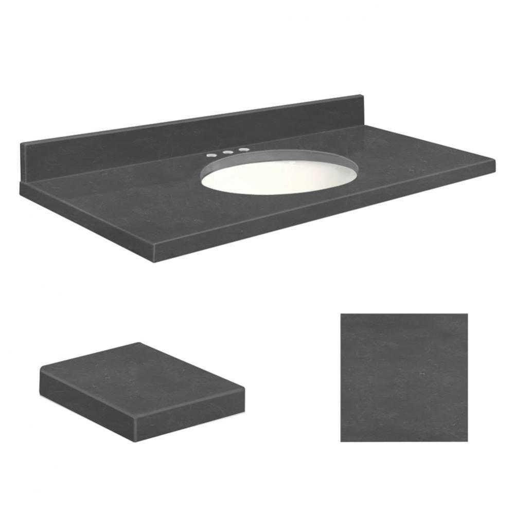 Quartz 31-in x 22-in Bathroom Vanity Top with Eased Edge, 8-in Centerset, and White Bowl in Black