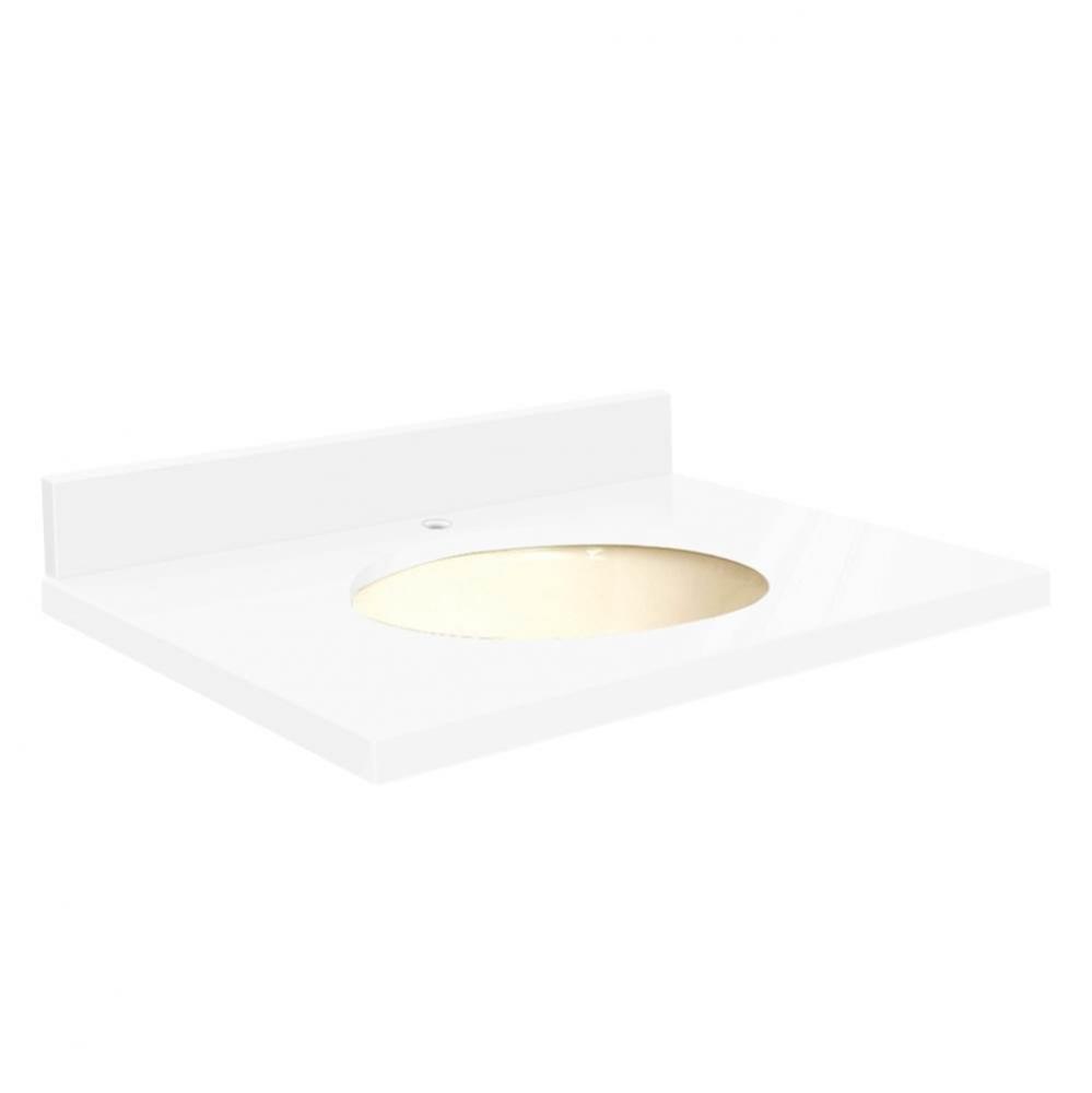 Quartz 31-in x 22-in Bathroom Vanity Top with Eased Edge, Single Faucet Hole, and Biscuit Bowl in
