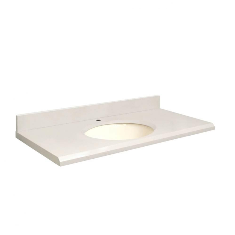 Quartz 37-in x 19-in Bathroom Vanity Top with Beveled Edge, Single Faucet Hole, and Biscuit Bowl i