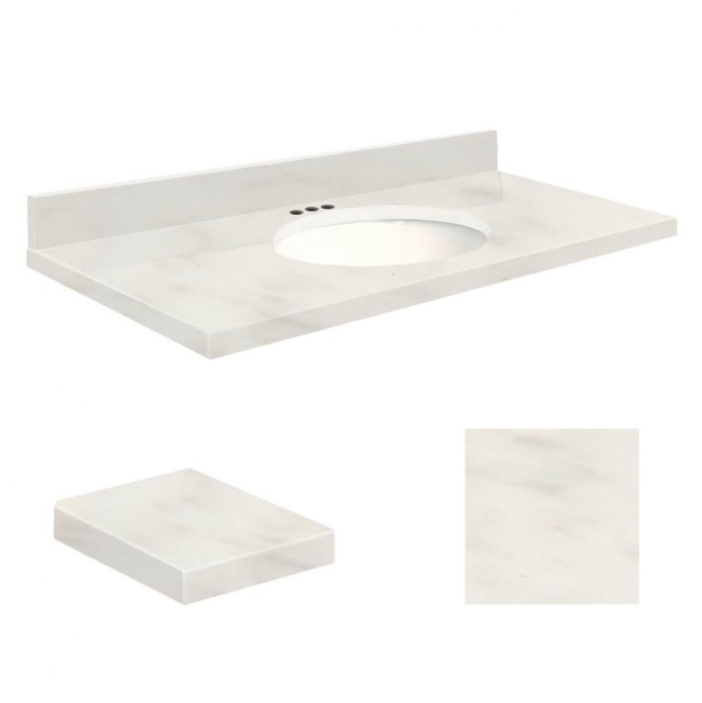 Quartz 37-in x 19-in Bathroom Vanity Top with Eased Edge, 4-in Centerset, and White Bowl in Antiqu