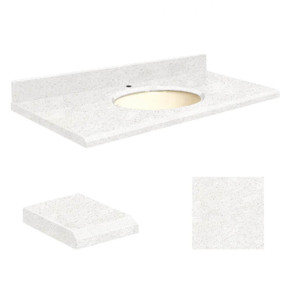 Quartz 37-in x 19-in Bathroom Vanity Top with Beveled Edge, Single Faucet Hole, and Biscuit Bowl i