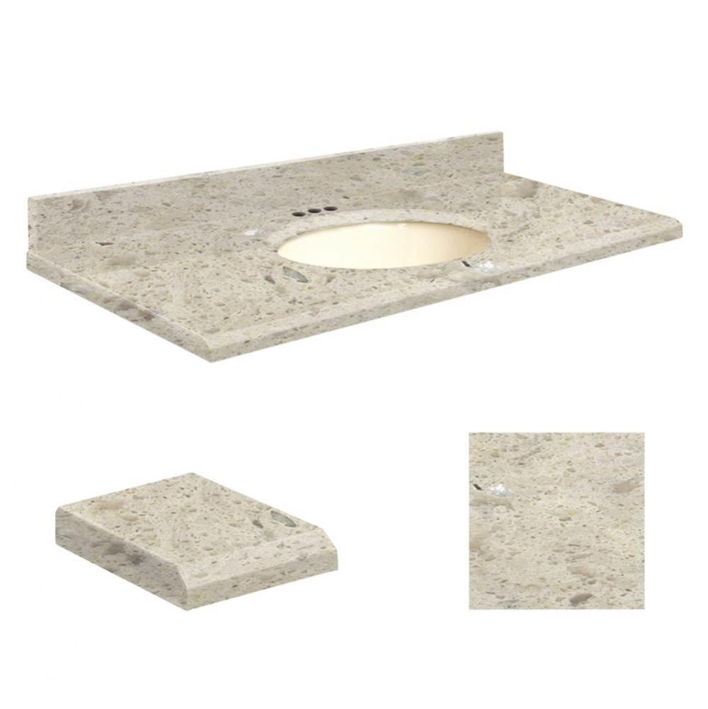 Quartz 37-in x 19-in Bathroom Vanity Top with Beveled Edge, 4-in Centerset, and Biscuit Bowl in Ca