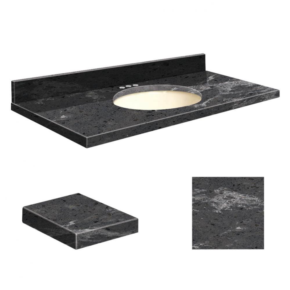 Quartz 37-in x 19-in Bathroom Vanity Top with Eased Edge, 4-in Centerset, and Biscuit Bowl in Milk