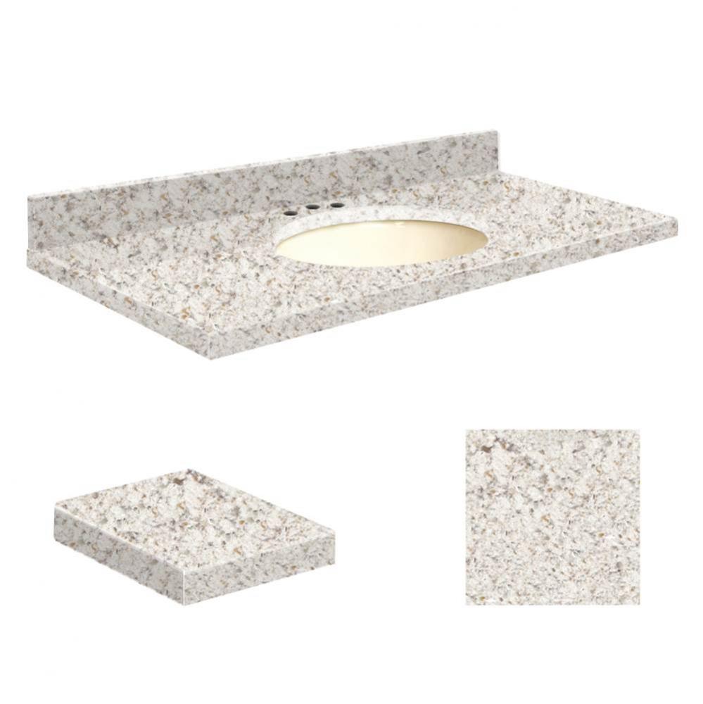 Quartz 37-in x 22-in Bathroom Vanity Top with Eased Edge, 8-in Contour, and Biscuit Bowl in Almond