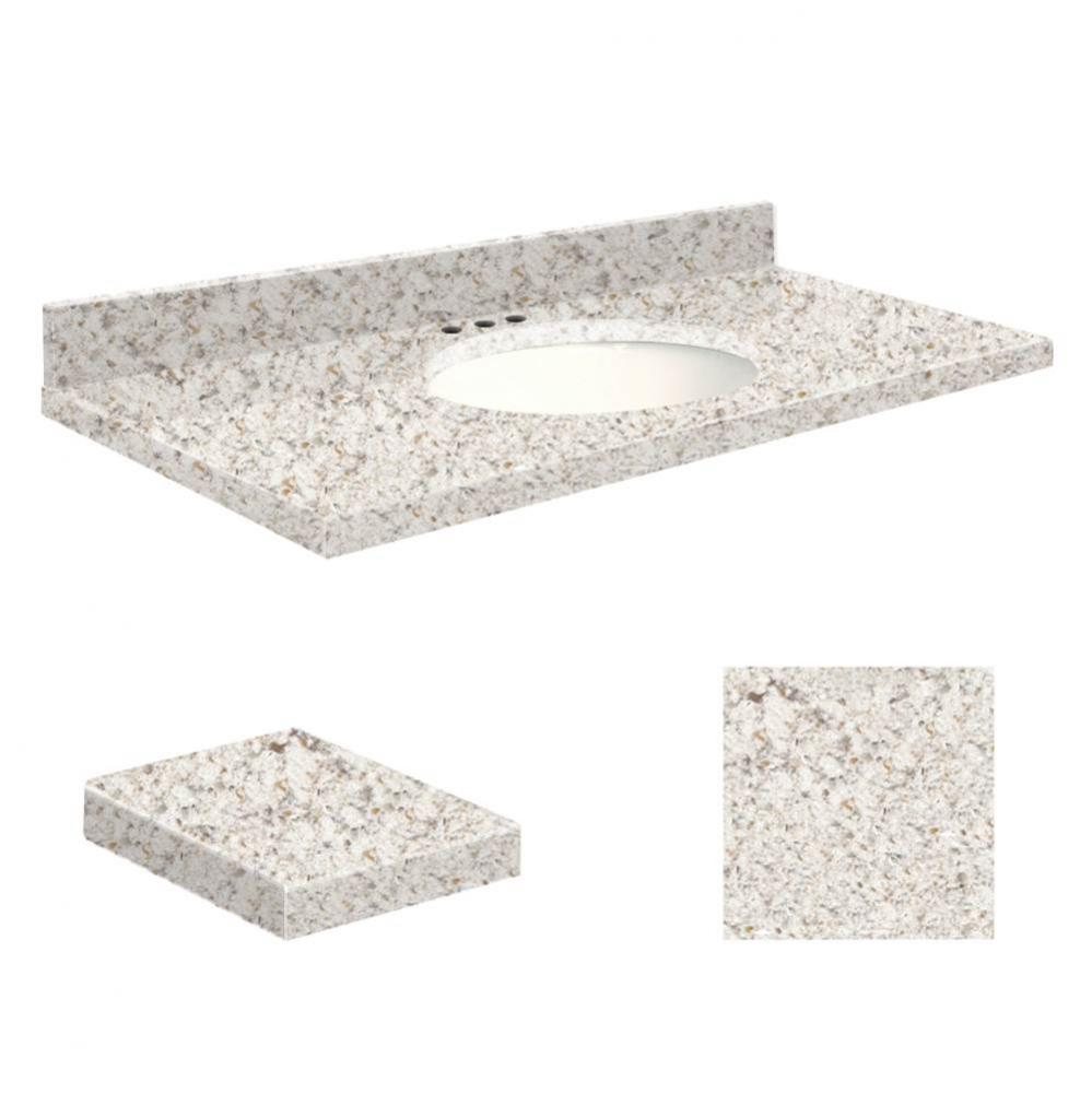 Quartz 37-in x 22-in Bathroom Vanity Top with Eased Edge, 8-in Centerset, and White Bowl in Almond
