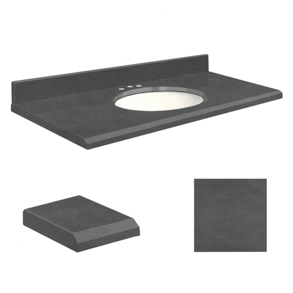 Quartz 43-in x 22-in Bathroom Vanity Top with Beveled Edge, 8-in Contour, and White Bowl in Black
