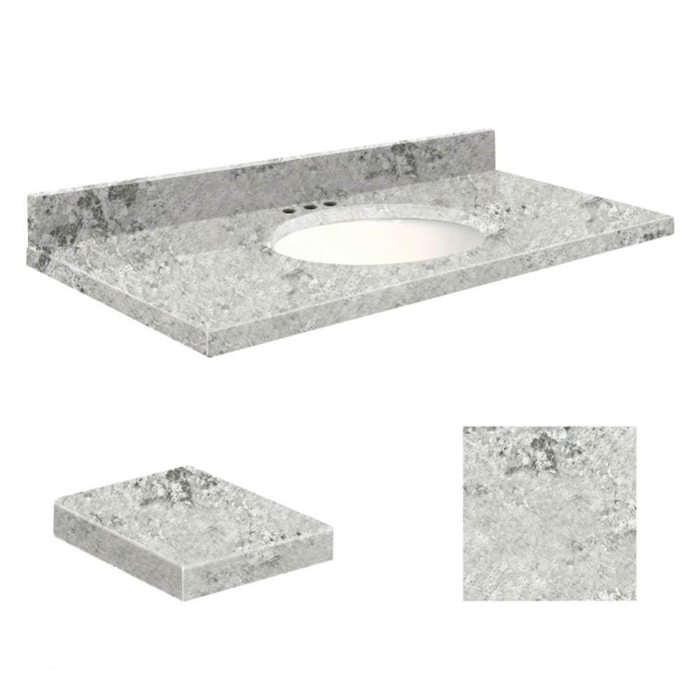 Quartz 43-in x 22-in Bathroom Vanity Top with Eased Edge, 8-in Centerset, and White Bowl in Winter