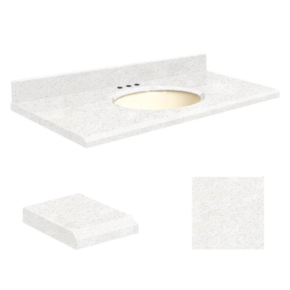 Quartz 49-in x 19-in Bathroom Vanity Top with Beveled Edge, 8-in Centerset, and Biscuit Bowl in Na