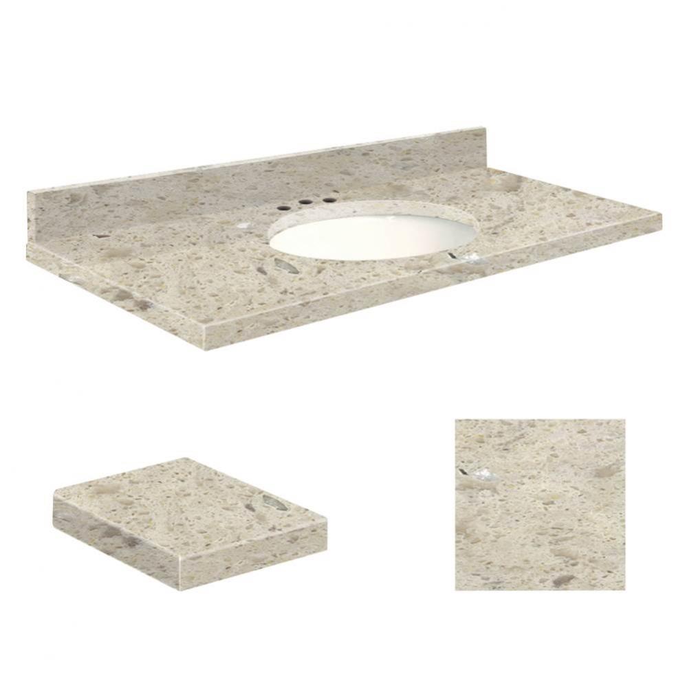 Quartz 49-in x 19-in Bathroom Vanity Top with Eased Edge, 8-in Contour, and White Bowl in Carmel T