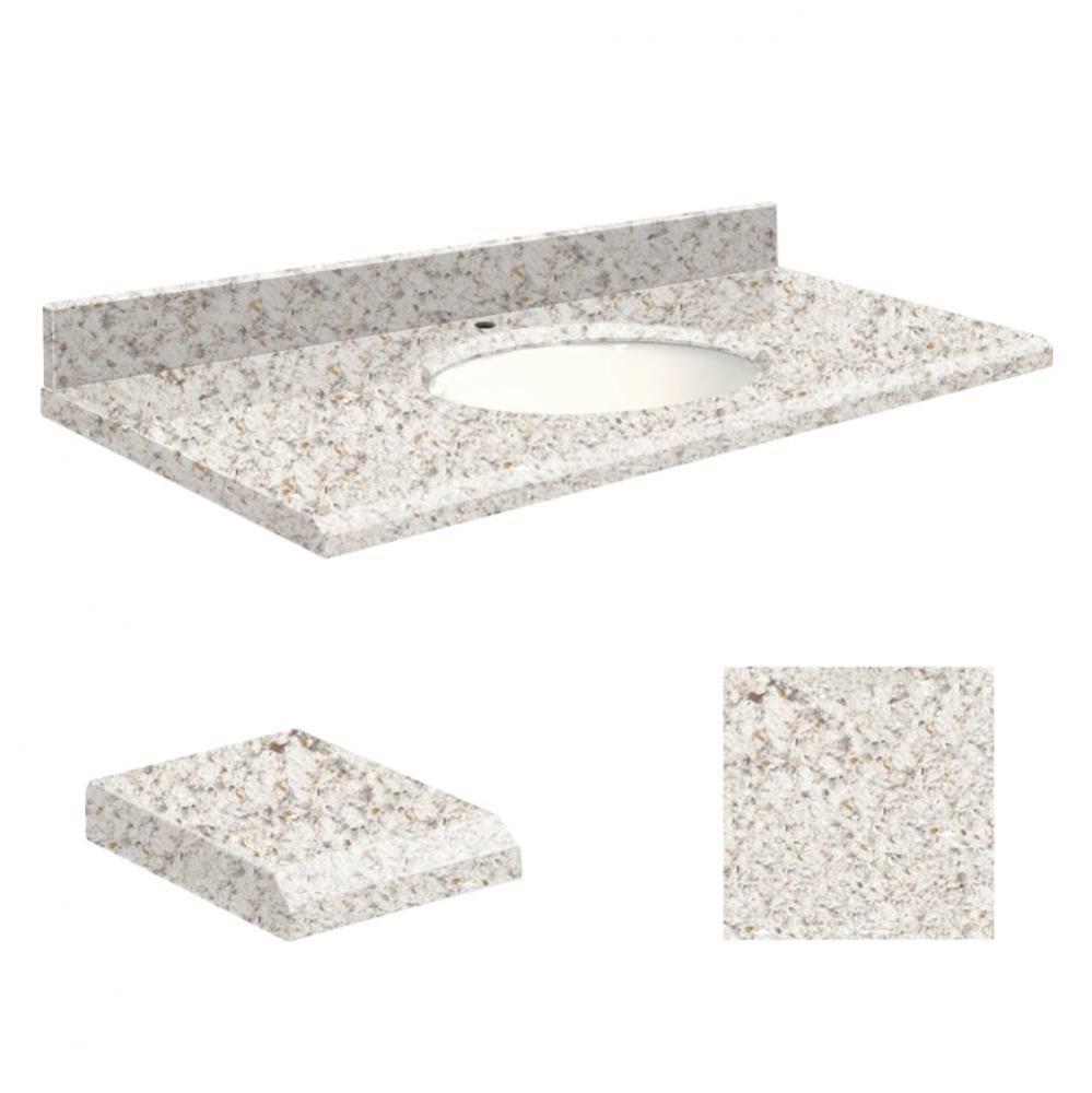 Quartz 49-in x 22-in Bathroom Vanity Top with Beveled Edge, Single Faucet Hole, and White Bowl in