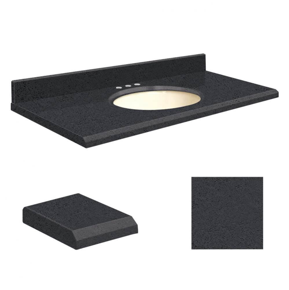 Quartz 49-in x 22-in Bathroom Vanity Top with Beveled Edge, 8-in Centerset, and Biscuit Bowl in Bl