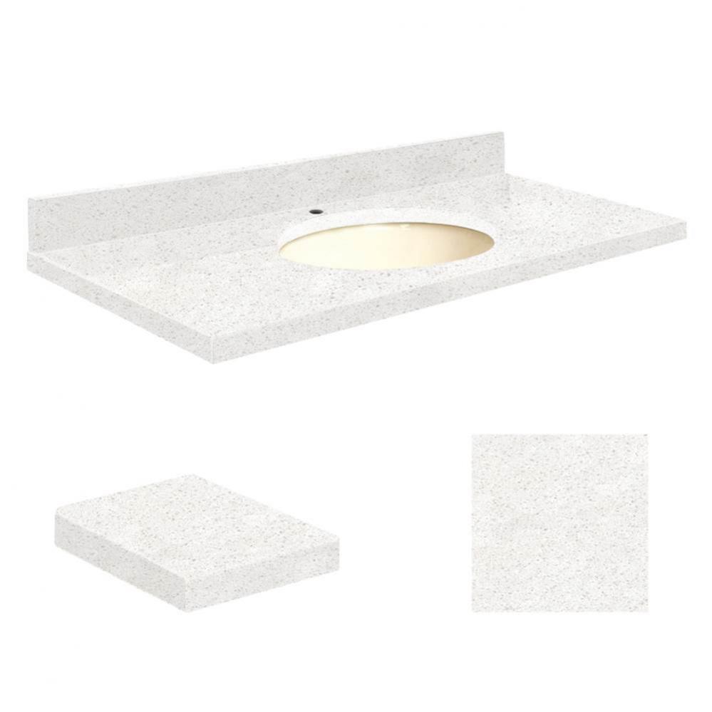 Quartz 49-in x 22-in Bathroom Vanity Top with Eased Edge, Single Faucet Hole, and Biscuit Bowl in