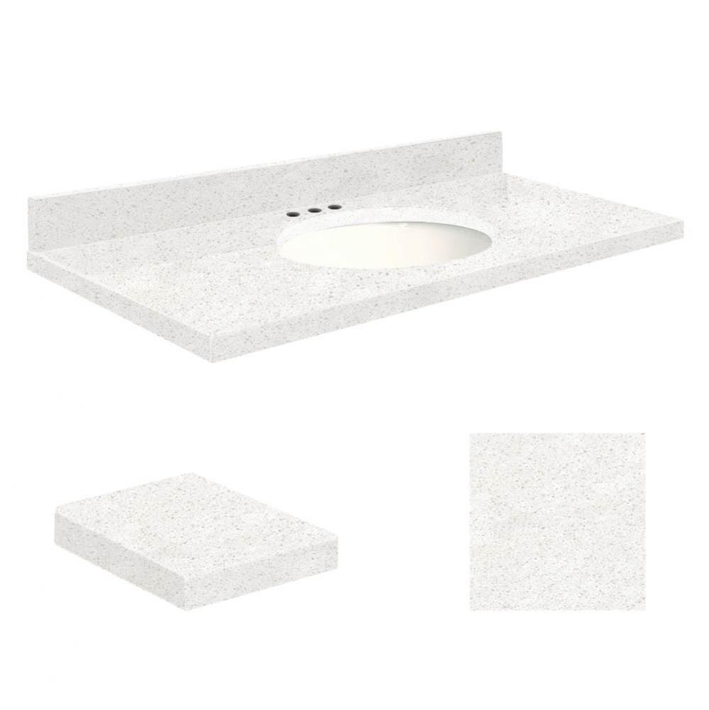 Quartz 49-in x 22-in Bathroom Vanity Top with Eased Edge, 8-in Centerset, and White Bowl in Natura