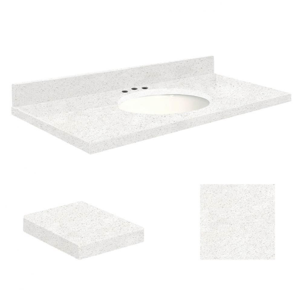 Quartz 49-in x 22-in Bathroom Vanity Top with Eased Edge, 8-in Contour, and White Bowl in Natural