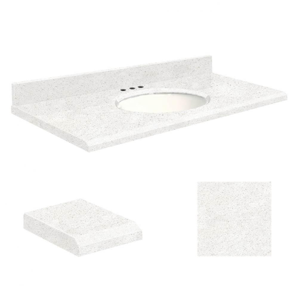 Quartz 49-in x 22-in Bathroom Vanity Top with Beveled Edge, 8-in Centerset, and White Bowl in Natu