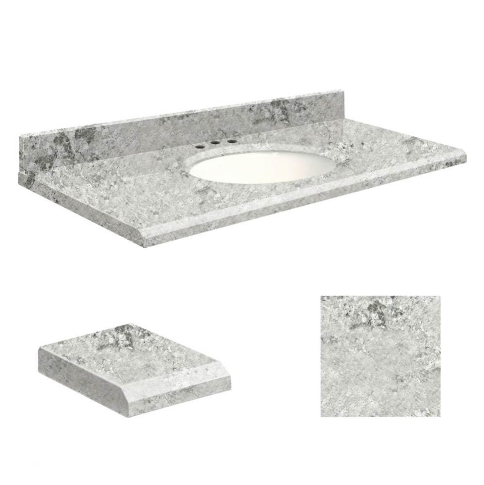 Quartz 49-in x 22-in Bathroom Vanity Top with Beveled Edge, 8-in Contour, and White Bowl in Winter