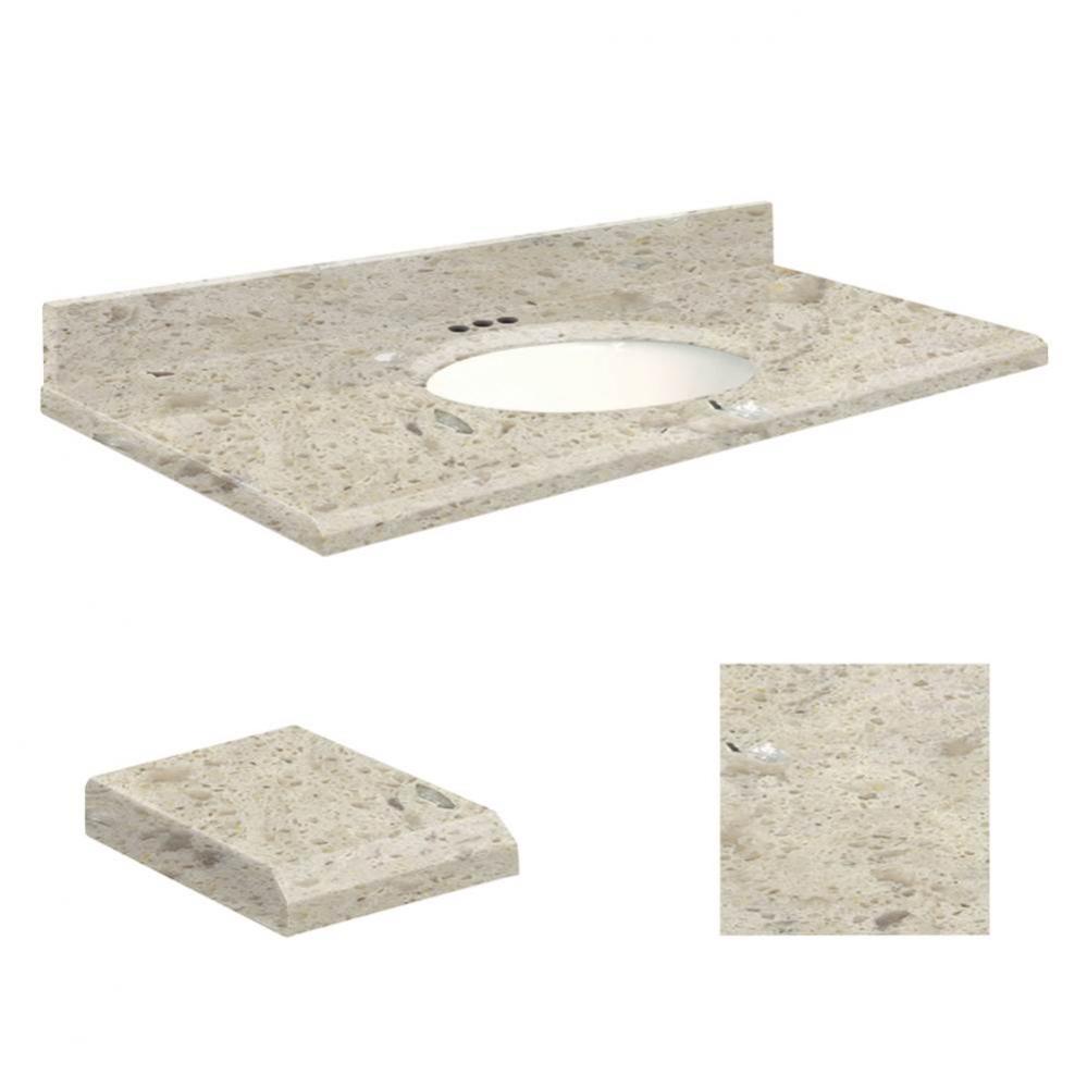 Quartz 49-in x 22-in Bathroom Vanity Top with Beveled Edge, 4-in Centerset, and White Bowl in Carm