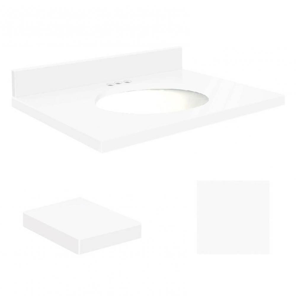 Quartz 49-in x 22-in Bathroom Vanity Top with Eased Edge, 4-in Centerset, and White Bowl in Nano C