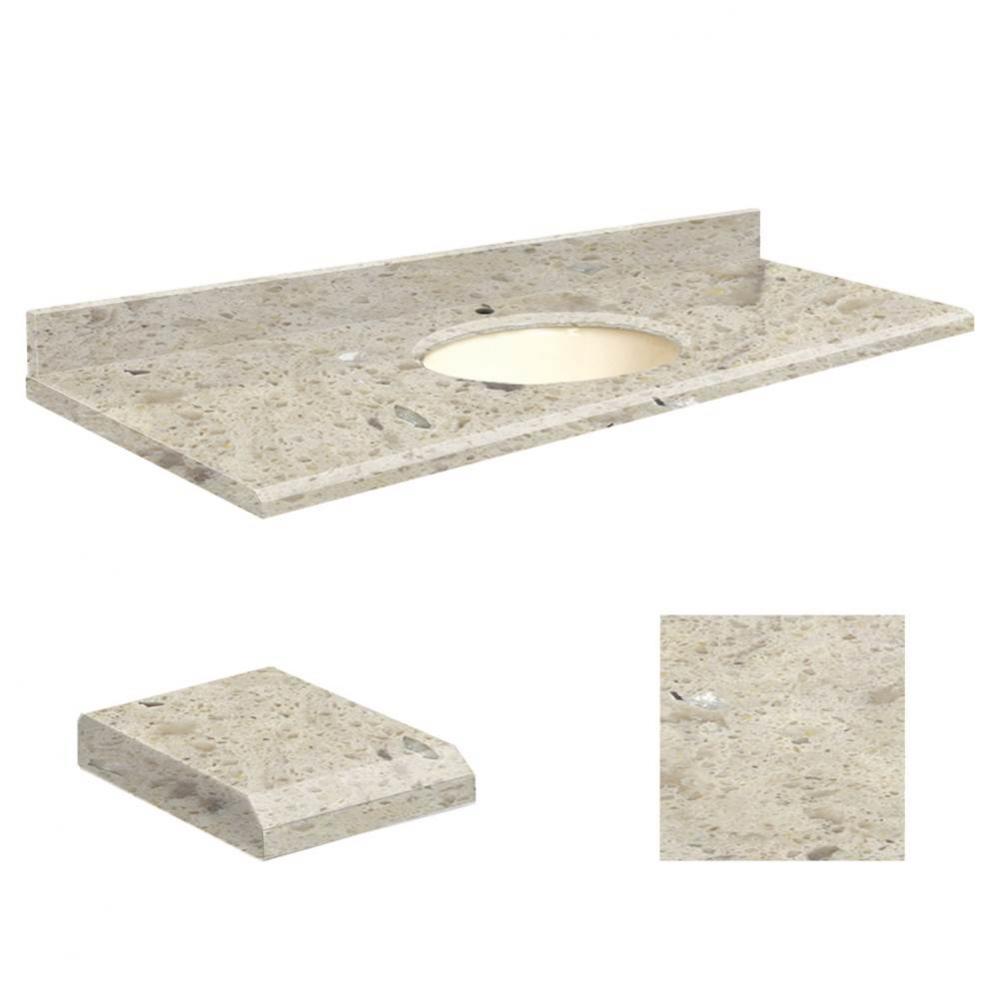 Quartz 61-in x 22-in Bathroom Vanity Top with Beveled Edge, Single Faucet Hole, and Biscuit Bowl i