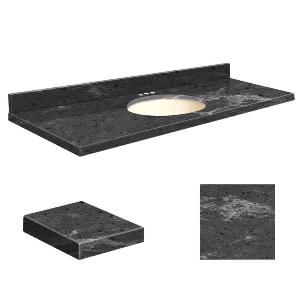 Quartz 61-in x 22-in Bathroom Vanity Top with Eased Edge, 4-in Centerset, and Biscuit Bowl in Milk