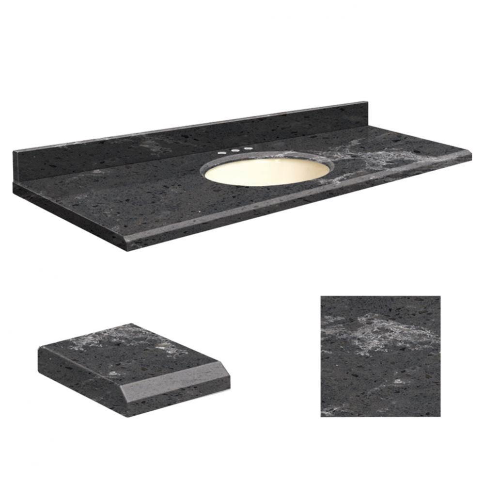 Quartz 61-in x 22-in Bathroom Vanity Top with Beveled Edge, 8-in Centerset, and Biscuit Bowl in Mi
