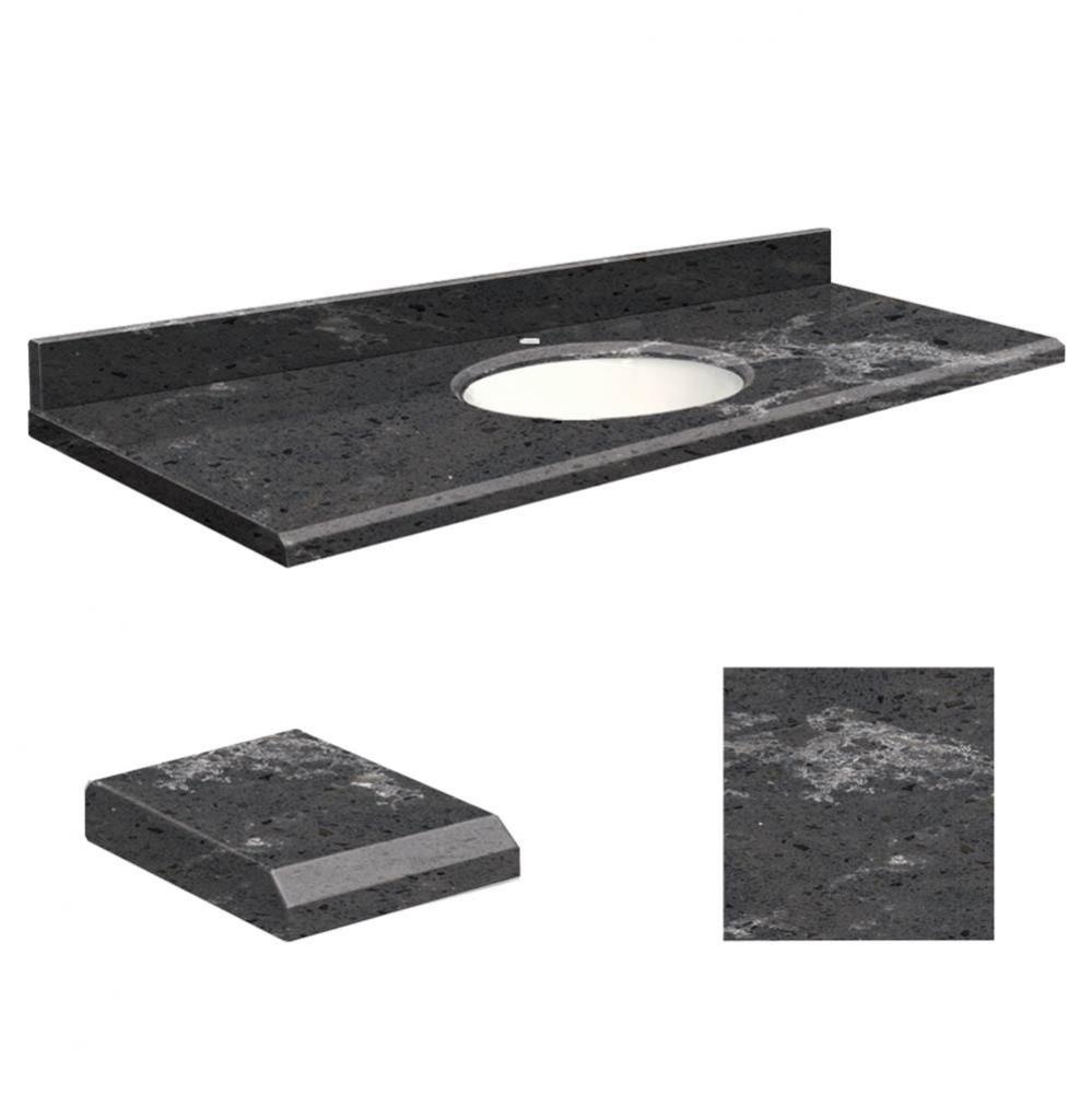 Quartz 61-in x 22-in Bathroom Vanity Top with Beveled Edge, 8-in Contour, and Biscuit Bowl in Milk