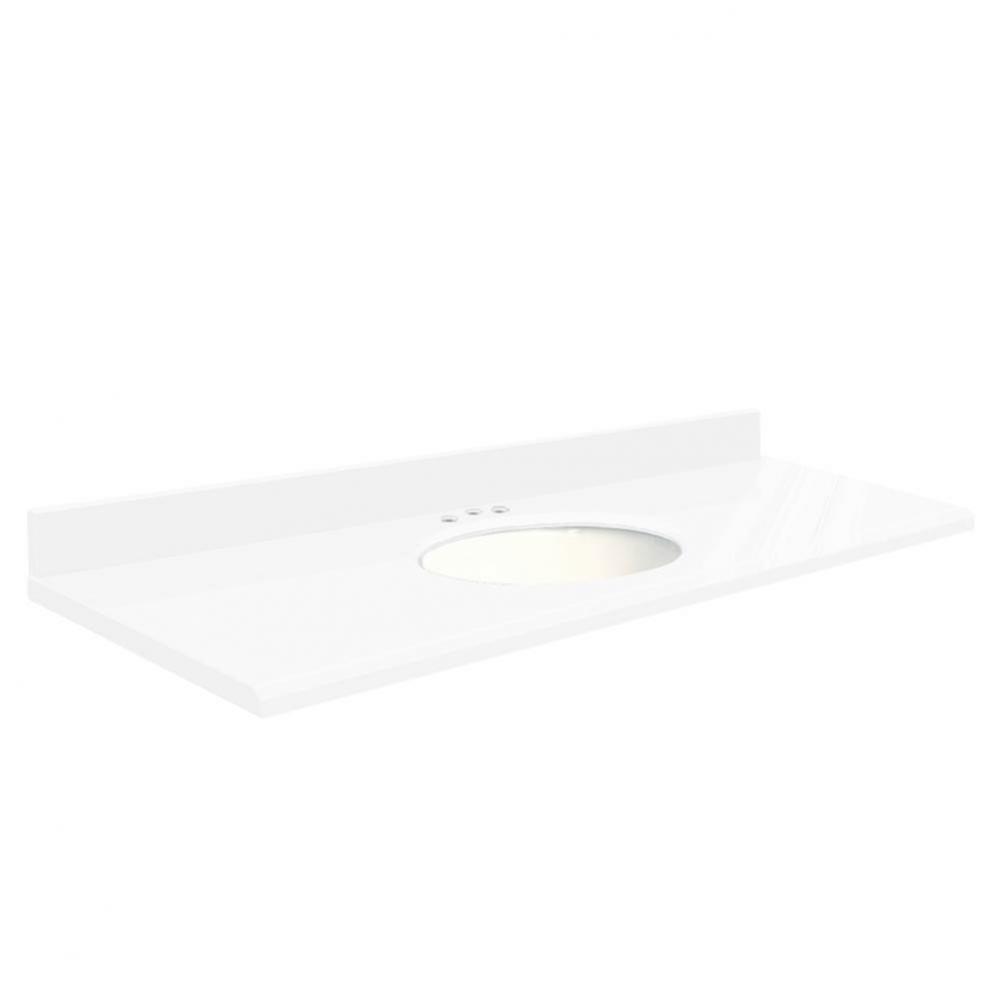 Quartz 61-in x 22-in Bathroom Vanity Top with Beveled Edge, 8-in Contour, and White Bowl in Nano C