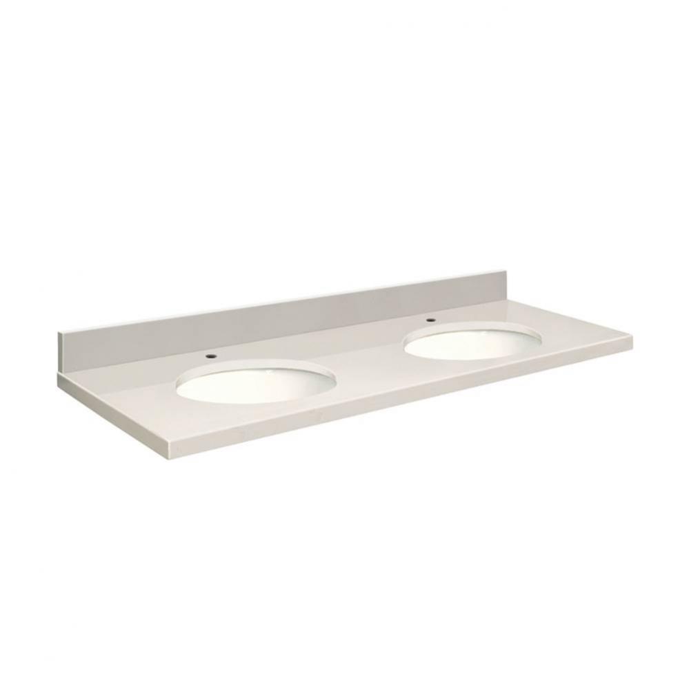 Quartz 61-in x 22-in Double Sink Bathroom Vanity Top with Eased Edge, Single Faucet Hole, and Whit
