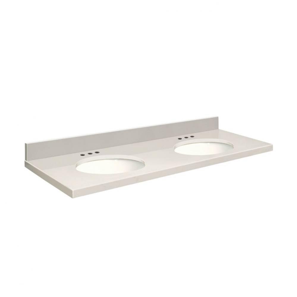 Quartz 61-in x 22-in Double Sink Bathroom Vanity Top with Eased Edge, 8-in Centerset, and White Bo