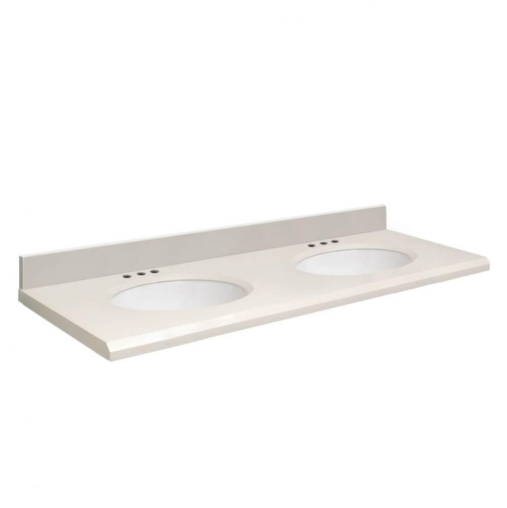 Quartz 61-in x 22-in Double Sink Bathroom Vanity Top with Beveled Edge, 8-in Centerset, and White