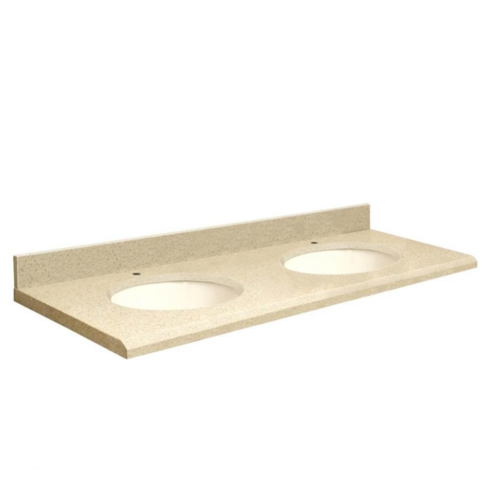 Quartz 61-in x 22-in Double Sink Bathroom Vanity Top with Beveled Edge, Single Faucet Hole, and Bi