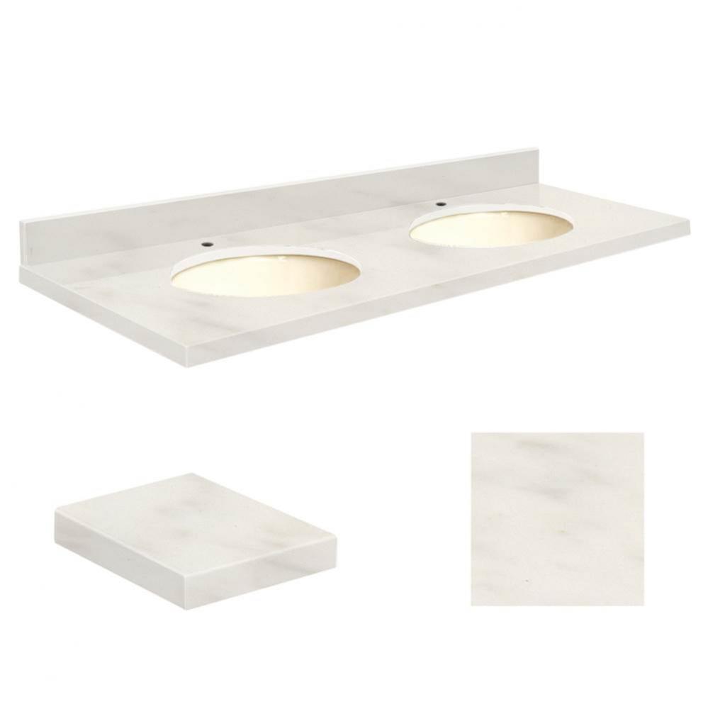 Quartz 61-in x 22-in Double Sink Bathroom Vanity Top with Eased Edge, Single Faucet Hole, and Bisc