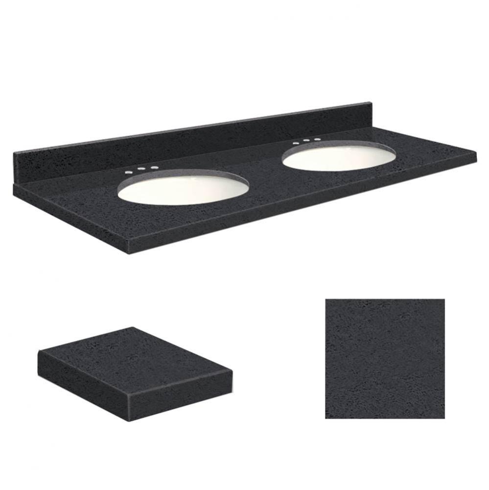 Quartz 61-in x 22-in Double Sink Bathroom Vanity Top with Eased Edge, 8-in Contour, and White Bowl