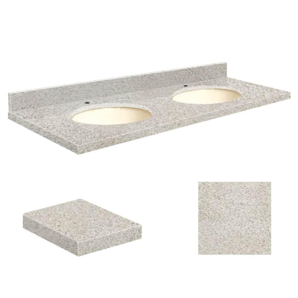 Quartz 61-in x 22-in Double Sink Bathroom Vanity Top with Eased Edge, Single Faucet Hole, and Bisc