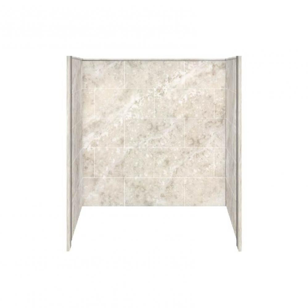 60'' x 32'' x 60'' Solid Surface Tub Wall Surround in Silver Mocha