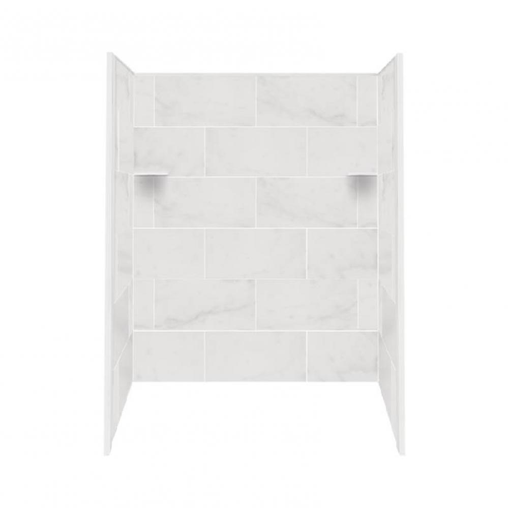 60'' x 36'' x 72'' Solid Surface Shower Wall Surround in White Carra