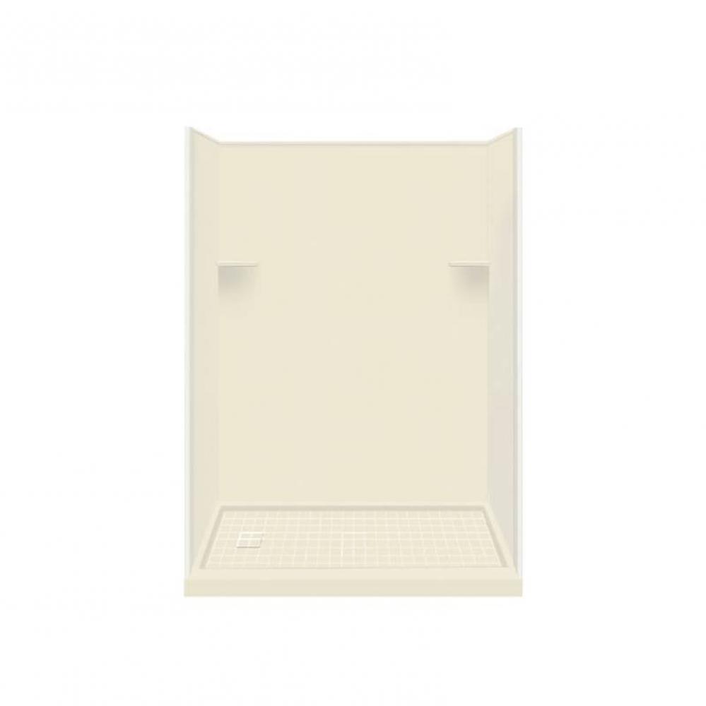 Studio 30-in x 60-in x 75-in Solid Surface Left-Hand Alcove Shower Kit in Biscuit