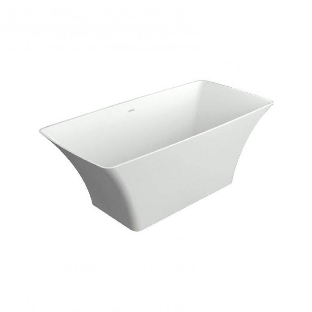 Lynville 60-in L x 30-in W x 24-in H Resin Stone Freestanding Bathtub with center drain, in White