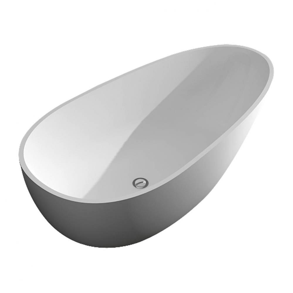 Marisol Grande 67-in L x 33in W x 22in H Resin Stone Freestanding Bathtub with center drain, in Wh