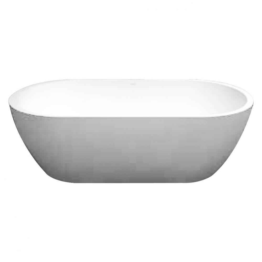 Sherwood 63-in L x 32-in W x 21-in H Resin Stone Freestanding Bathtub with center drain, in White