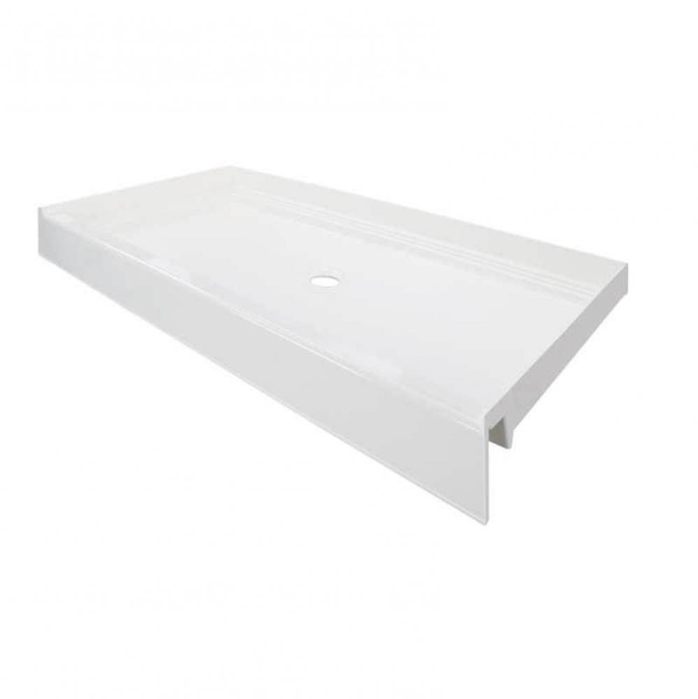 T3 60 x 34 Single Threshold Shower Base with Center Drain in White