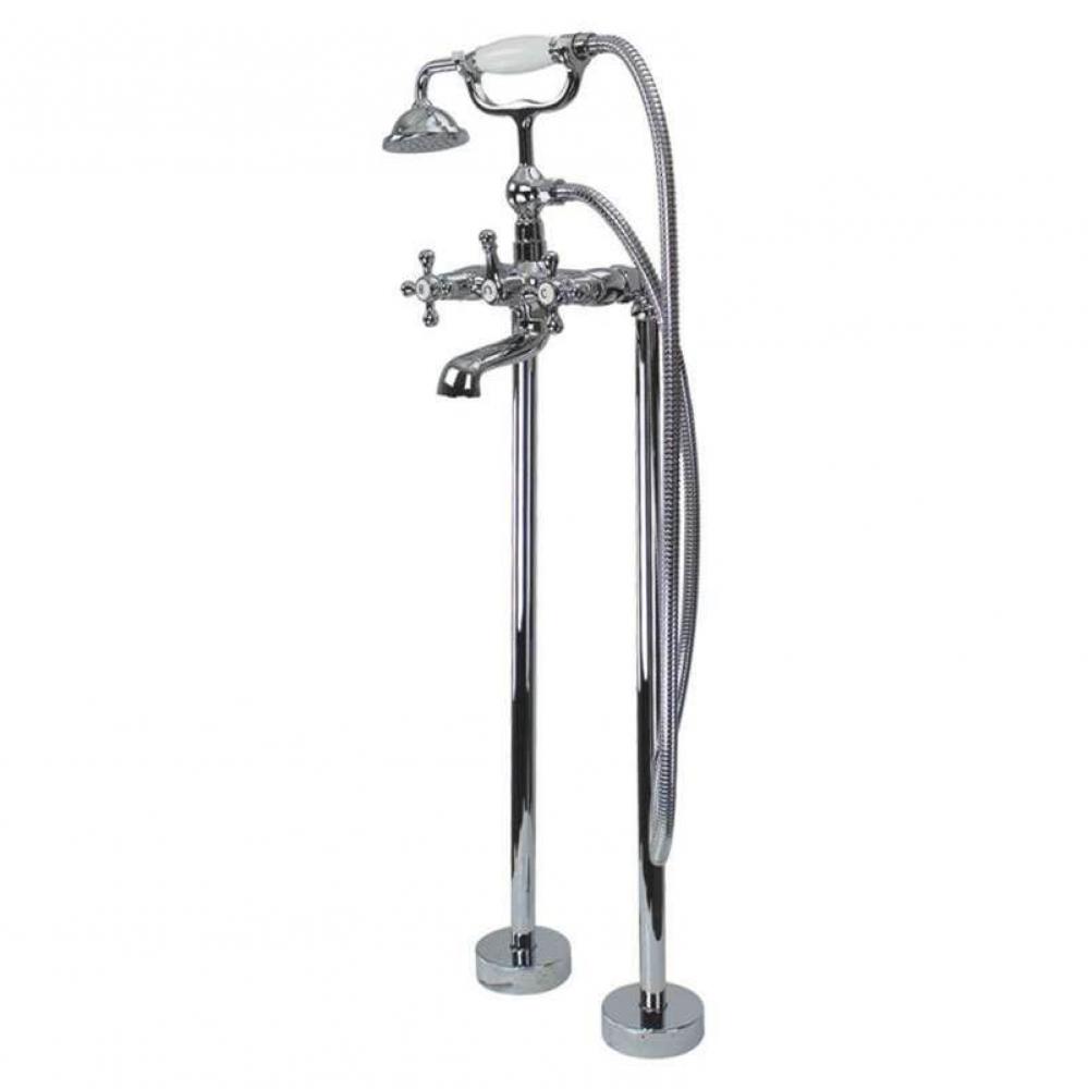Cromwell Free Standing Tub Filler With Hand Shower, Polished Chrome