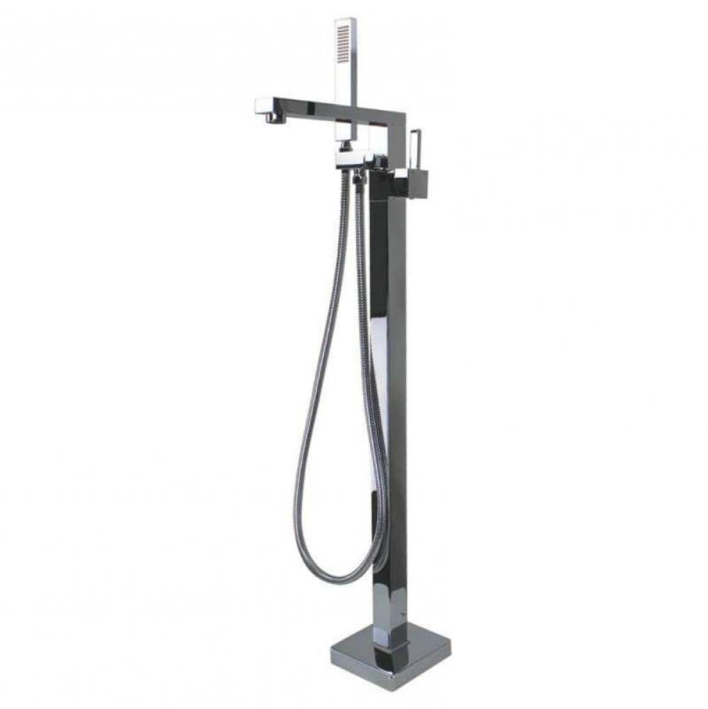 Ardell Free Standing Tub Filler With Hand Shower, Polished Chrome