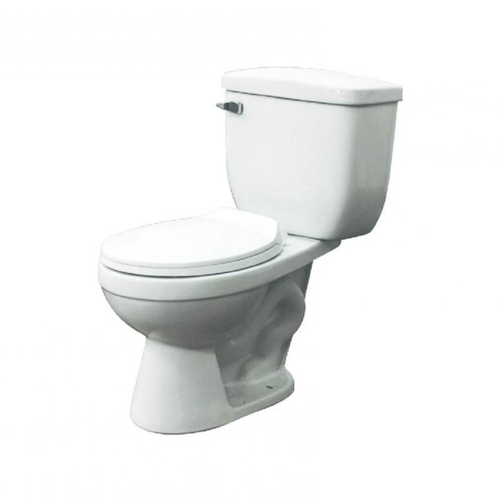 Madison 2-Piece Round Vitreous China Toilet with Left-Hand Trip Lever in White